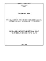 Ứng dụng phần mềm microsoft office excel để giải bài toán quy hoạch tuyến tính