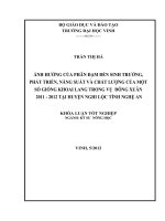Ảnh hưởng của phân đạm đến sinh trưởng, phát triển, năng suất và chất lượng của một số giống khoai lang trong vụ Đông xuân năm 2011  2012 tại huyện Nghi Lộc,, tỉnh Nghệ An