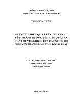 Phân tích hiệu quả sản xuất và các yếu tố ảnh hưởng đến hiệu quả sản xuất ớt vụ nghịch của tỉnh đồng tháp