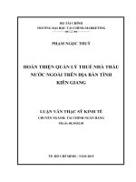 HOÀN THIỆN QUẢN lý THUẾ NHÀ THẦU nước NGOÀI TRÊN địa bàn TỈNH KIÊN GIANG 