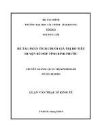PHÂN TÍCH CHUỖI GIÁ TRỊ hồ TIÊU HUYỆN bù đốp TỈNH BÌNH PHƯỚC 