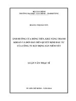 Luận văn thạc sĩ  ảnh hưởng của dòng tiền, khả năng thanh khoản và đòn bẩy đến quyết định đầu tư của công ty bất động sản niêm yết 