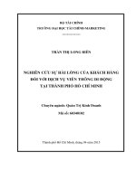 NGHIÊN cứu sự hài LÒNG của KHÁCH HÀNG đối với DỊCH vụ VIỄN THÔNG DI ĐỘNG tại THÀNH PHỐ hồ CHÍ MINH 