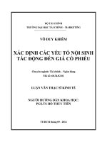 XÁC ĐỊNH các yếu tố nội SINH tác ĐỘNG đến GIÁ cổ PHIẾU 