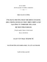 Luận văn thạc sĩ ứng dụng phương pháp thẻ điểm cân bằng ( ESC) trong đánh giá thực hiện chiến lược tại công ty TNHH khu mua sắm đệ nhất phan khang 