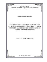 TÁC ĐỘNG của cấu TRÚC vốn đối với tỷ SUẤT SINH lợi của các CÔNG TY NIÊM yết TRÊN sàn GIAO DỊCH CHỨNG KHOÁN THÀNH PHỐ hồ CHÍ MINH 