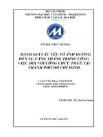 ĐÁNH GIÁ các yếu tố ẢNH HƯỞNG đến sự CĂNG THẲNG TRONG CÔNG VIỆC đối với CÔNG CHỨC THUẾ tại THÀNH PHỐ hồ CHÍ MINH 