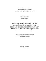 phân tích hiệu quả kỹ thuật của nông hộ sản xuất lúa theo mô hình cánh đồng mẫu lớn ở huyện long mỹ tỉnh hậu giang
