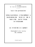 NÂNG CAO NĂNG lực tài CHÍNH của NGÂN HÀNG THƯƠNG mại cổ PHẦN NGOẠI THƯƠNG VIỆT NAM đến năm 2020 