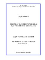 Luận văn thạc sĩ giải pháp hạn chế nợ khó đòi tại viễn thông kiên giang 