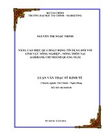 NÂNG CAO HIỆU QUẢ HOẠT ĐỘNG tín DỤNG đối với LĨNH vực NÔNG NGHIỆP – NÔNG THÔN tại AGRIBANK CHI NHÁNH QUẢNG NGÃI 