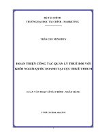 HOÀN THIỆN CÔNG tác QUẢN lý THUẾ đối với KHỐI NGOÀI QUỐC DOANH tại cục THUẾ THÀNH PHỐ hồ CHÍ MINH 