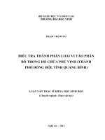 Điều tra thành phần loài vi tảo phân bố trong hồ chứa Phú Vinh (thành phố Đồng Hới, tỉnh Quảng Bình)