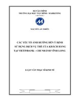 Các yếu tố ảnh hưởng đến ý định sử dụng dịch vụ thẻ của khách hàng tại vietinbank   chi nhánh vĩnh long 