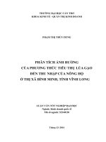 Phân tích ảnh hưởng của phương thức tiêu thụ lúa gạo đến thu nhập của nông hộ ở thị xã bình minh, tỉnh vĩnh long