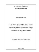 Vận dụng quan điểm hoạt động trong dạy học định lí toán học ở cấp Trung Học Phổ Thông