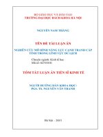 Tóm tắt luận án tiến sĩ nghiên cứu mô hình năng lực cạnh tranh cấp tỉnh trong lĩnh vực du lịch