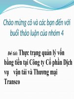 Slike Thực trạng quản lý vốn bằng tiền tại Công ty Cổ phần Dịch vụ vận tải và thương mại Transco