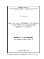 Giải pháp tăng cường công tác quản lý tài sản công khu vực sự nghiệp tại tỉnh Tuyên Quang