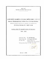 Góp phần nghiên cứu đặc điểm thực vật và hoạt tính kháng nấm của cây bạch hạc ( rhinacanthus nasutus(l) lindau, acanthaceae) ở vùng núi ba vì   việt nam