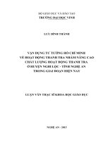 Vận dụng tư tưởng Hồ Chí Minh về hoạt động thanh tra nhằm nâng cao chất lượng hoạt động thanh tra ở huyện Nghi Lộc  tỉnh Nghệ An trong giai đoạn hiện nay