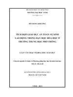 Tích hợp giáo dục an toàn vệ sinh lao động trong dạy học hóa học ở trường trung học phổ thông