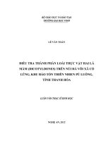 điều tra thành phần loài thực vật hai lá mầm (dicotyldones) trên núi đá vôi xã cổ lũng, khu bảo tồn thiên nhien pù luông, tỉnh thanh hóa