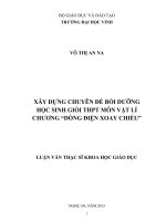 Xây dựng chuyên đề bồi dưỡng học sinh giỏi THPT môn vật lí chương dòng điện xoay chiều