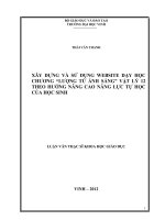 Xây dựng và sử dụng website dạy học chương lượng tử ánh sáng vật lý 12 theo hướng nâng cao năng lực tự học của học sinh: