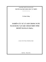 Nghiên cứu xử lý asen trong nước ngầm bằng vật liệu zeolit biến tính đioxít mangan (mno2) 