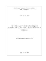 Using the brainstorming technique in teaching the reading skill to esp students at college