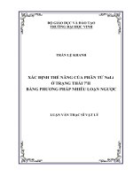 Xác định thế năng của phân tử NaLi ở trạng thái 71 II bằng phương pháp nhiễu loạn ngược
