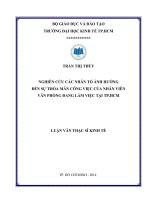 Nghiên cứu các nhân tố ảnh hưởng đến sự thỏa mãn công việc của nhân viên văn phòng đang làm việc tại thành phố hồ chí minh