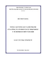 Nâng cao năng lực cạnh tranh của công ty cổ phần xuất nhập khẩu y tế domesco đến năm 2020