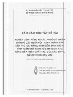 nghiên cứu thống kê các nguồn ô nhiểm chính ở các quạn nội thành thành phố cần thơ |( cái răng, ninh kiều , bình thủy ) tính toán khả năng tự làm sạch khả năng tiếp nhận chất thải của các sông kênh trong khu vực