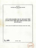 Góp phần nghiên cứu và rà soát tiêu chuẩn dược điển việt nam vị dược liệu mã đề (hạt)