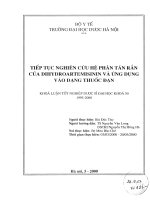Tiếp tục nghiên cứu hệ phân tán rắn của dihydroartemisinin và ứng dụng vào dạng thuốc đạn