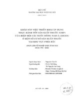 Khaỏ sát việc triển khai áp dụng thực hành tốt sản xuất thuốc (GMP) của hiệp hội các nước đông nam á (ASEAN) ở một số cơ sở sản xuất thuốc tại khu vực phía bắc