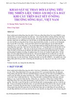 khảo sát sự thay đổi lượng tiêu thụ nhiên liệu theo ẩm độ của đất khi cày trên đất sét ở nông trường sông hậu, việt nam