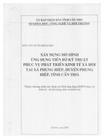 xây dựng mô hình ứng dụng tiến bộ kỹ thuật phục vụ phát triển kinh tế xã hội tại xã phụng hiệp huyện phụng hiệp tỉnh cần thơ