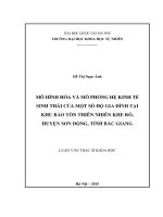 Mô hình hóa và mô phỏng hệ kinh tế sinh thái của một số hộ gia đình tại khu bảo tồn thiên nhiên khe rỗ, huyện sơn động, tỉnh bắc giang 