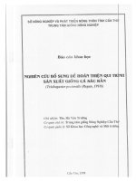 nghiên cứu bổ sung để hoàn thiện qui trình sản xuất giống cá săn rằn ( trichigaster prctoralis Regan 1910)