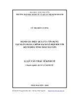 Đánh giá hiệu quả củ tín dụng tại ngân hàng chính sách xã hội đối với hộ nghèo tỉnh thái nguyên 
