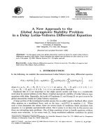 a new approach to the global asymptotic stability problem in a delay lotka voltrra differential equation