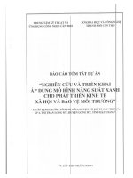nghiên cứu và triển khai áp dụng mô hình năng suất xanh cho phát triển kinh tế xã hội và bảo vệ môi trường