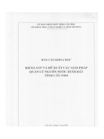 Khảo sát và đề xuất các giải pháp quản lý nguồn nước dưới đất tỉnh cần thơ