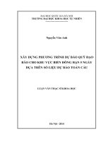 Xây dựng phương trình dự báo quỹ đạo bão cho khu vực biển đông hạn 5 ngày dựa trên số liệu dự báo toàn cầu