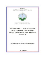 Phân tích hoạt động cung ứng thuốc tại bệnh viện đa khoa huyện Trảng Bom, tỉnh Đồng Nai năm 2014