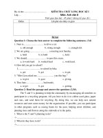 ĐÊ TIẾNG ANH 8 HKI