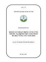 Khảo sát hoạt động cung ứng thuốc tại Bệnh viện Tâm thần Bà Rịa Vũng Tàu năm 2014